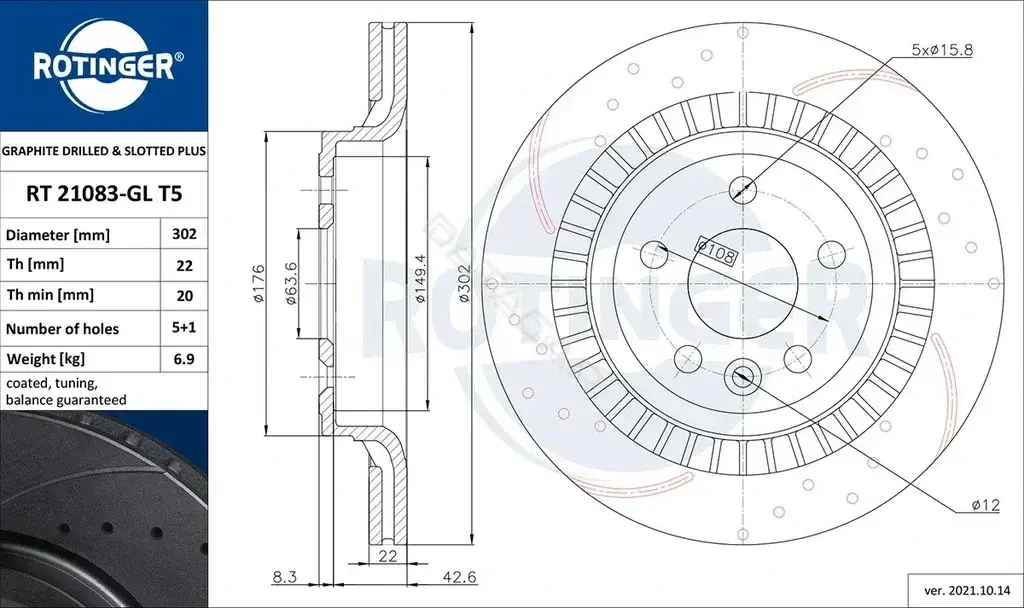 Тормозные диски ROTINGER RT21083-GLT5