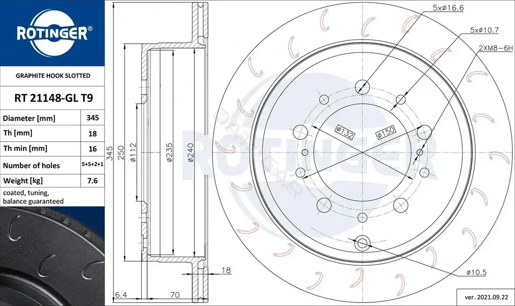 Тормозные диски ROTINGER RT21148-GLT9