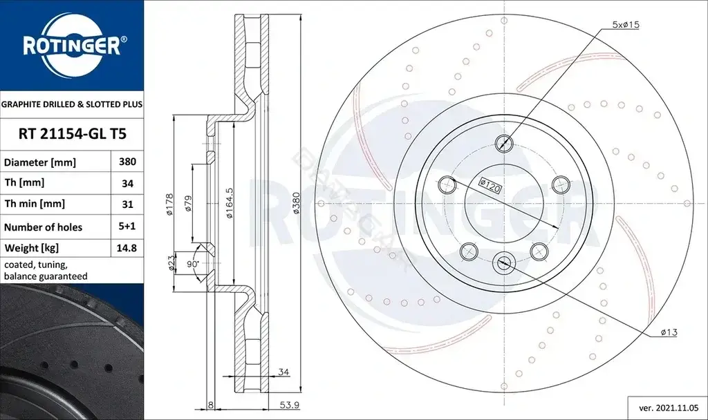 Тормозные диски ROTINGER RT21154-GLT5