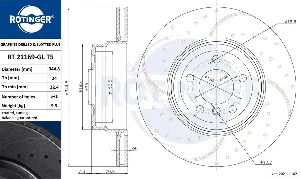 Тормозные диски ROTINGER RT21169-GLT5