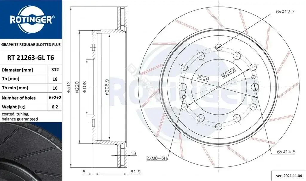 Тормозные диски ROTINGER RT21263-GLT6