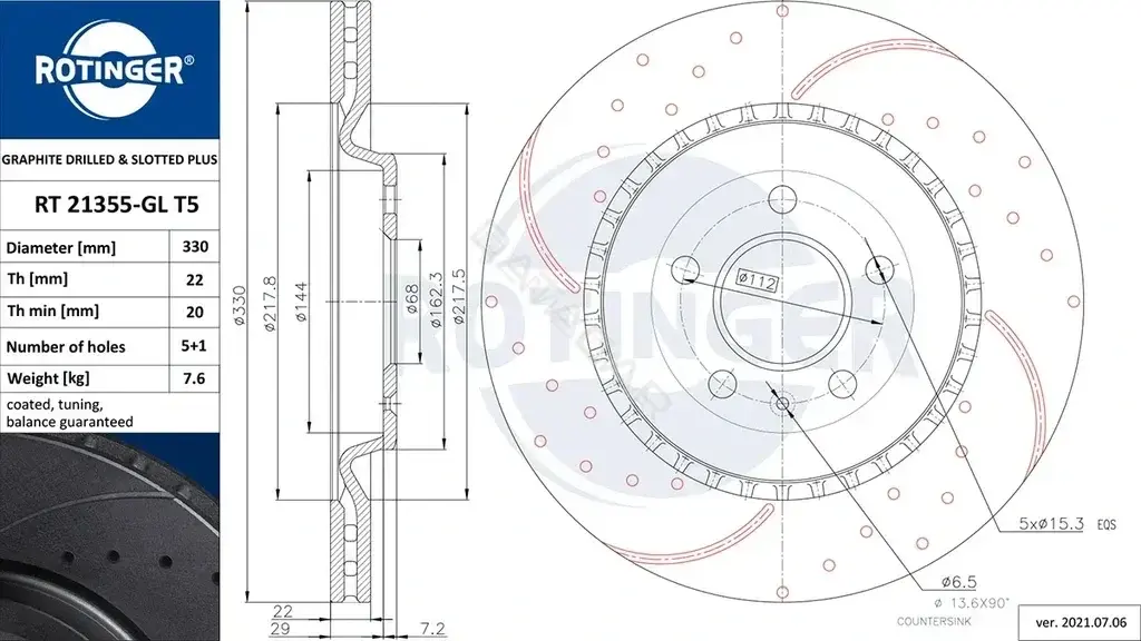 Тормозные диски ROTINGER RT21355-GLT5