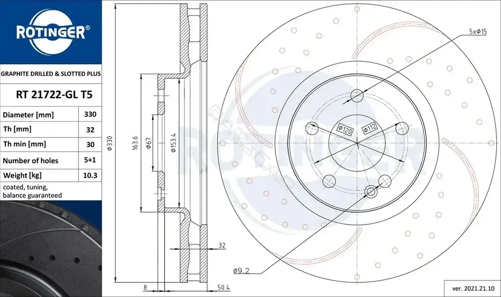 Тормозные диски ROTINGER RT21722-GLT5