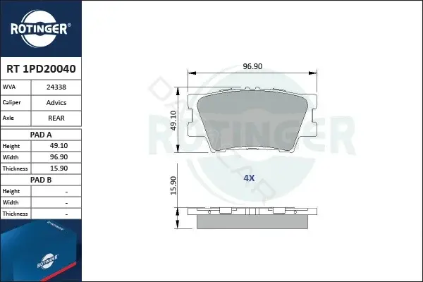 Тормозные колодки ROTINGER RT1PD20040