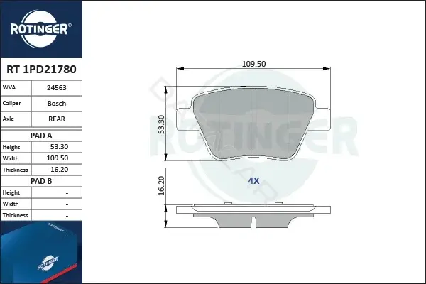 Тормозные колодки ROTINGER RT1PD21780