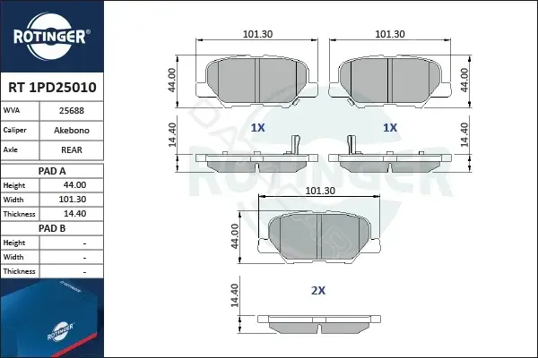 Тормозные колодки ROTINGER RT1PD25010