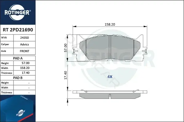 Тормозные колодки ROTINGER RT2PD21690