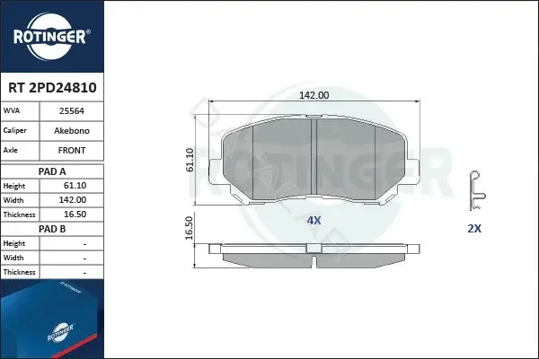 Тормозные колодки ROTINGER RT2PD24810