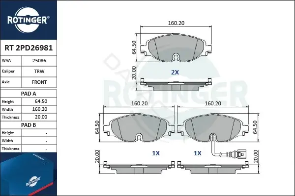 Тормозные колодки ROTINGER RT2PD26981