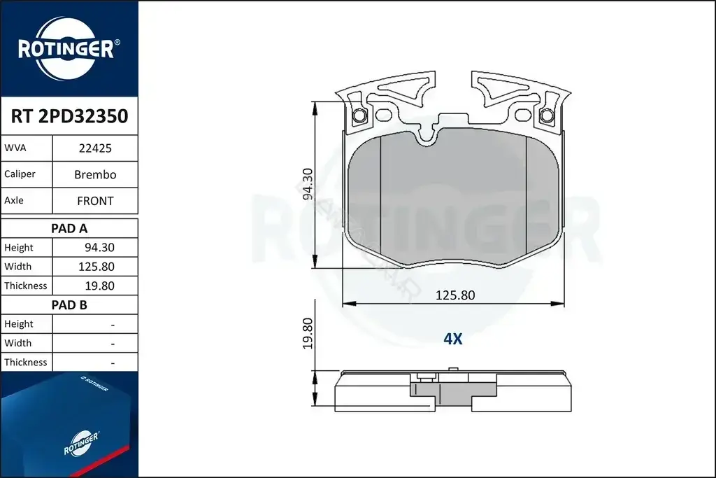 Тормозные колодки ROTINGER RT2PD32350