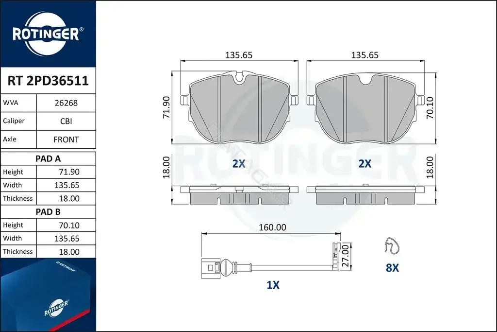 Тормозные колодки ROTINGER RT2PD36511