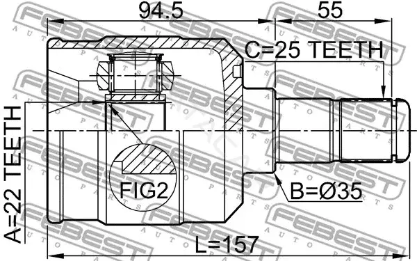 Шрус FEBEST 2211-CERAT