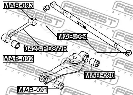 Сайлентблок рычага FEBEST MAB-091