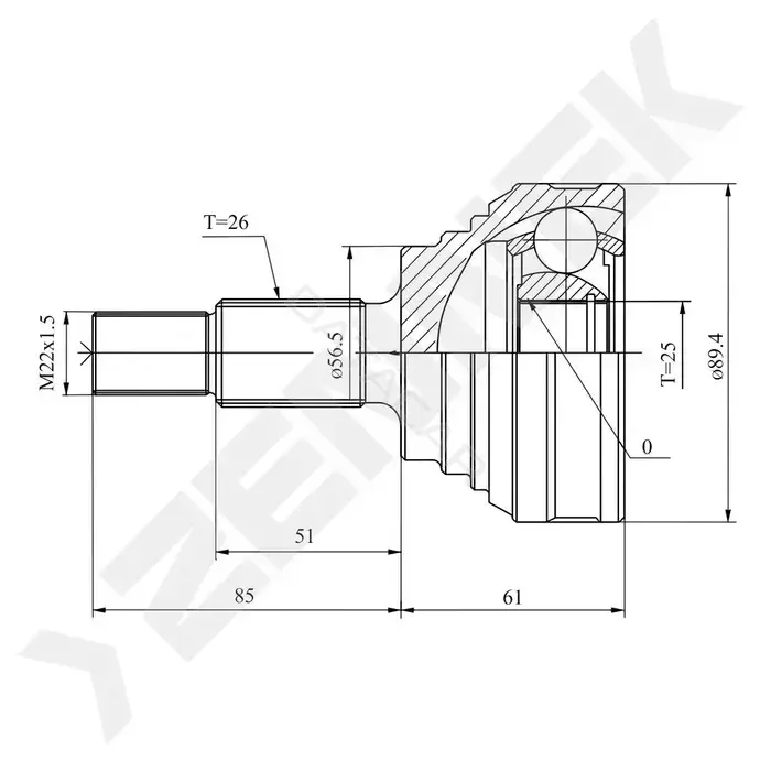 Шрус ZENNEK DCJ0001