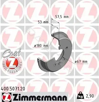 Тормозной барабан ZIMMERMANN 400.5071.20