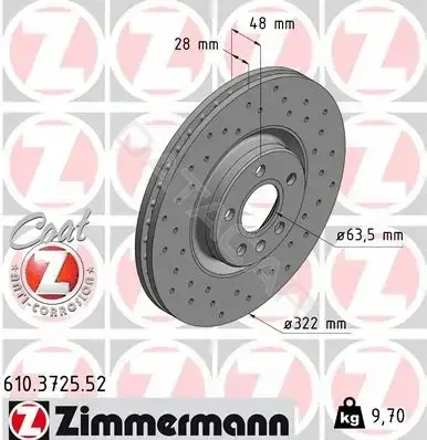 Тормозные диски ZIMMERMANN 610.3725.52