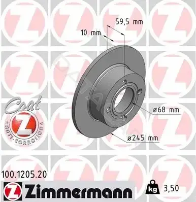 Тормозные диски ZIMMERMANN 100.1205.20