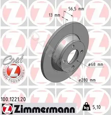 Тормозные диски ZIMMERMANN 100.1221.20