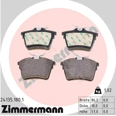 Тормозные колодки ZIMMERMANN 24135.180.1