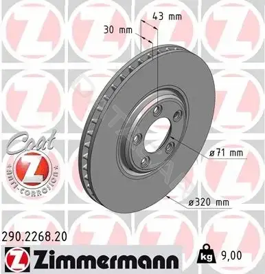 Тормозные диски ZIMMERMANN 290.2268.20