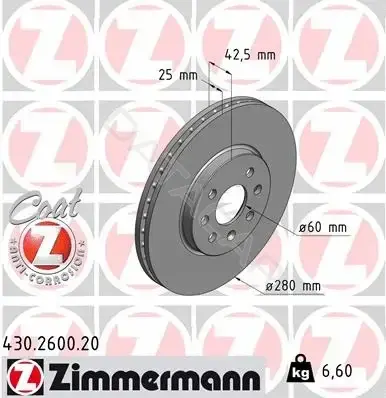 Тормозные диски ZIMMERMANN 430.2600.20