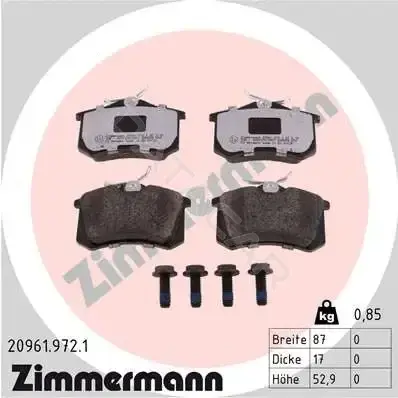 Тормозные колодки ZIMMERMANN 20961.972.1