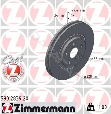 Тормозные диски ZIMMERMANN 590.2839.20