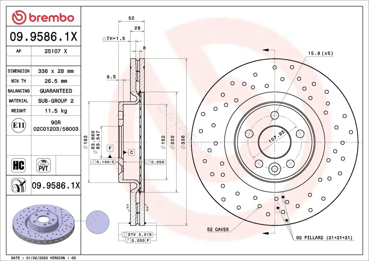 Тормозные диски BREMBO 09.9586.1X