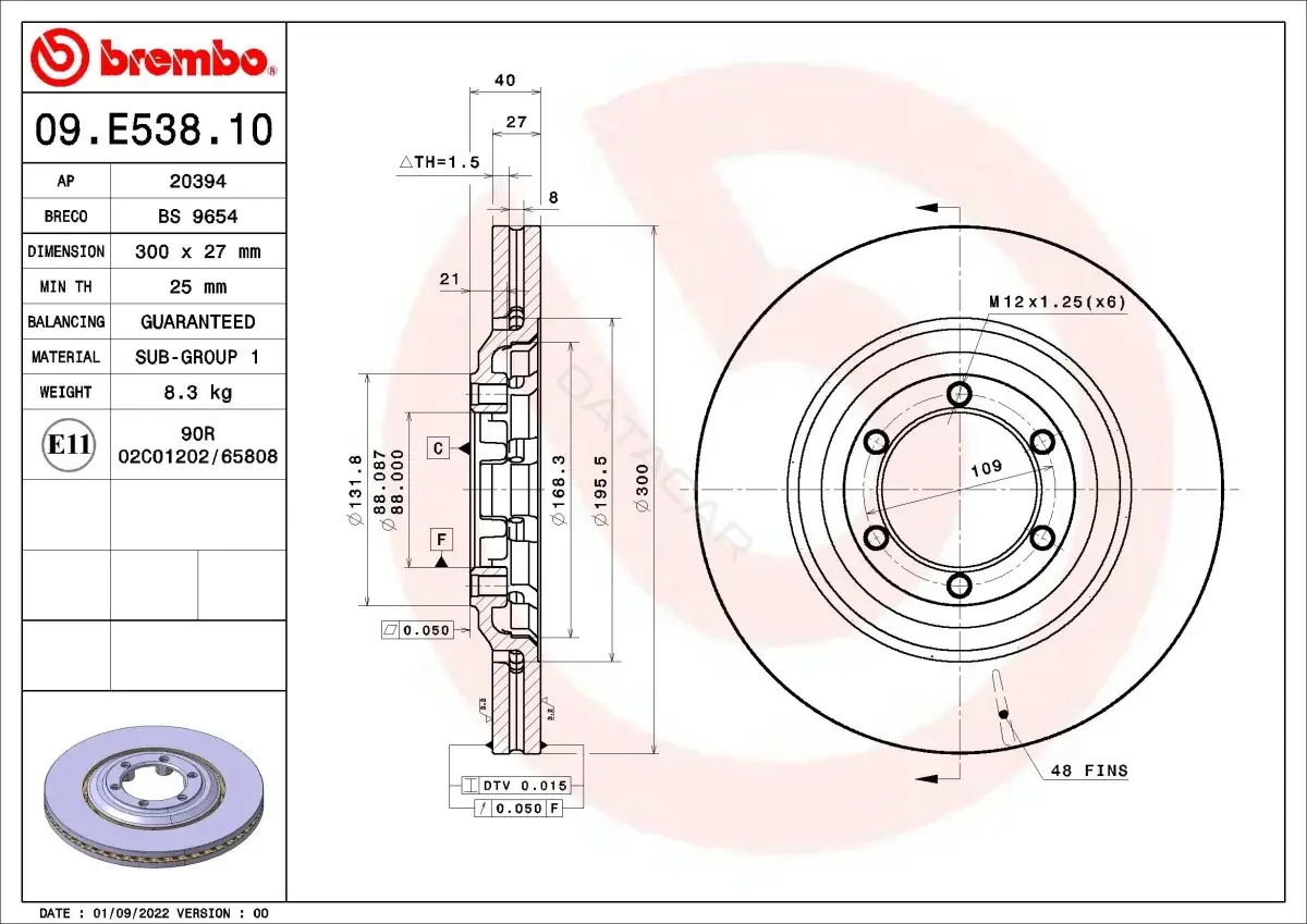 Тормозные диски BREMBO 09.E538.10