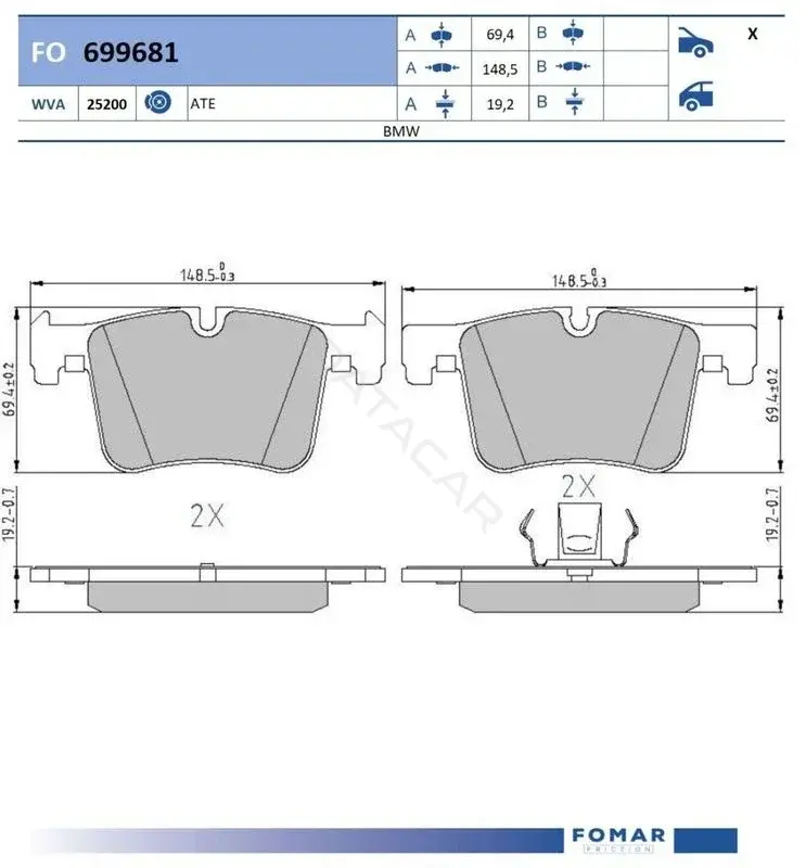 Тормозные колодки FOMAR FO699681