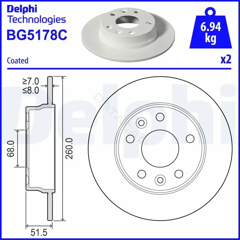 Тормозные диски DELPHI BG5178C