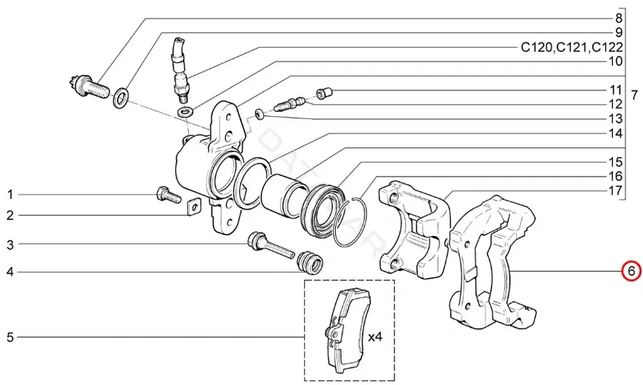 Ремкомплект суппорта LADA 21120-3501155-00