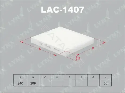 Фильтр салонный LYNXAUTO LAC-1407