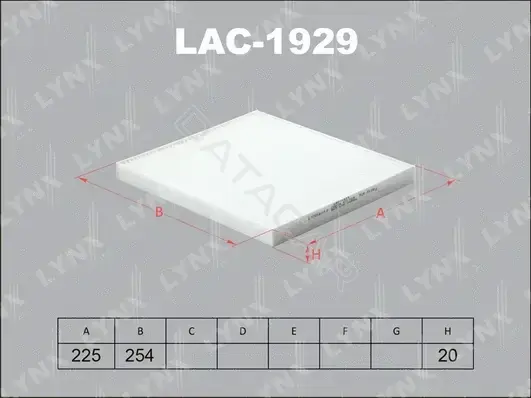 Фильтр салонный LYNXAUTO LAC-1929