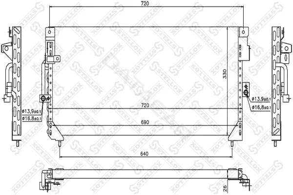 Радиатор кондиционера STELLOX 10-45587-SX
