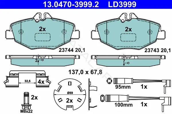 Тормозные колодки ATE 13.0470-3999.2