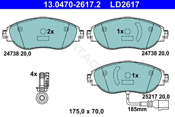 Тормозные колодки ATE 13.0470-2617.2