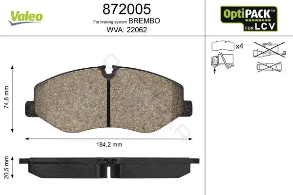 Тормозные колодки VALEO 872005