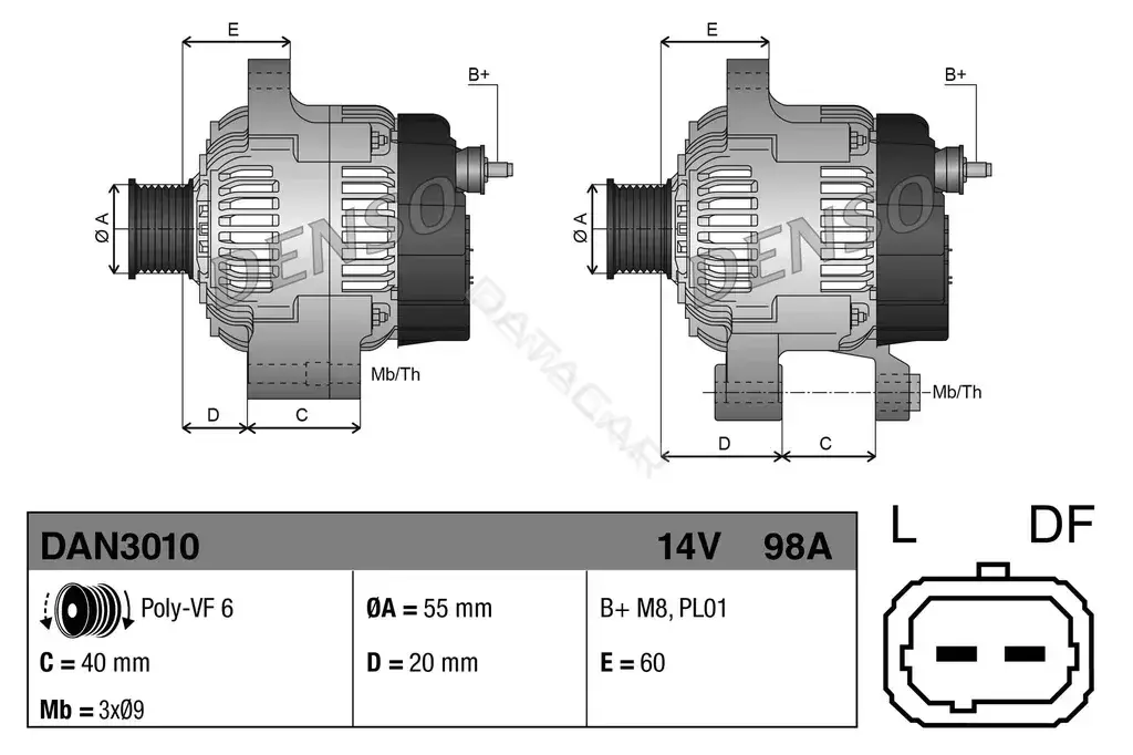 Генератор DENSO DAN3010
