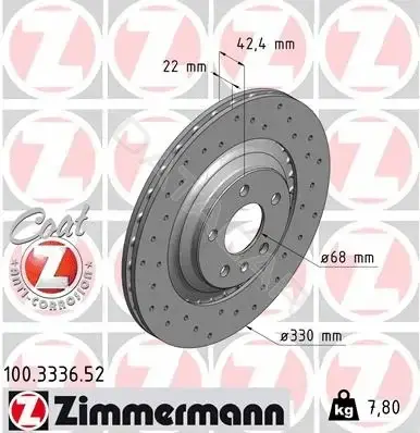 Тормозные диски ZIMMERMANN 100.3336.52