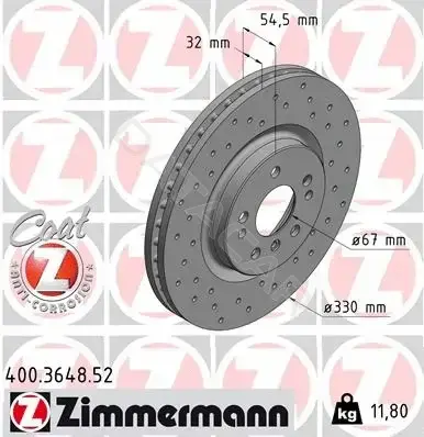 Тормозные диски ZIMMERMANN 400.3648.52
