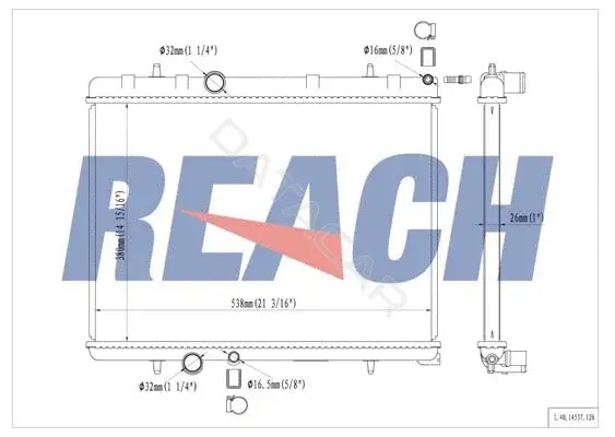 Радиатор охлаждения REACH 1.40.14537.126