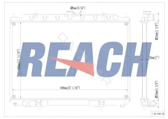 Радиатор охлаждения REACH 1.40.15492.126