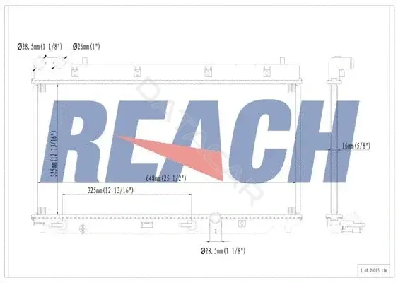 Радиатор охлаждения REACH 1.40.20205.116