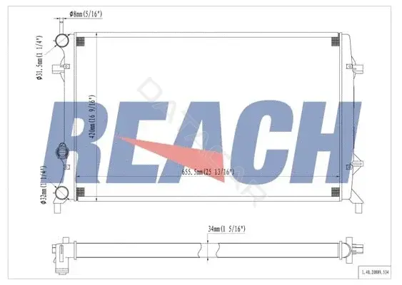 Радиатор охлаждения REACH 1.40.20889.534