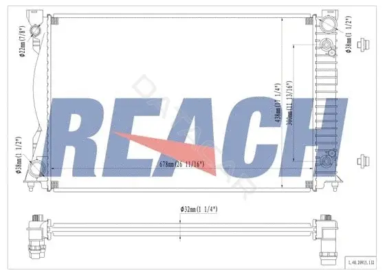 Радиатор охлаждения REACH 1.40.20915.132