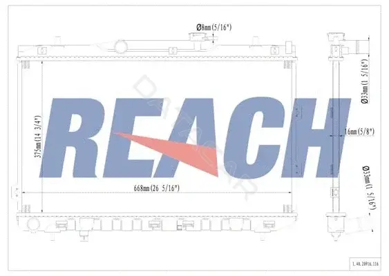 Радиатор охлаждения REACH 1.40.20916.116