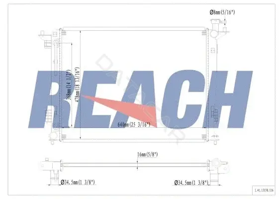 Радиатор охлаждения REACH 1.41.13150.116