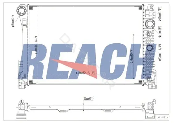 Радиатор охлаждения REACH 1.41.13213.126