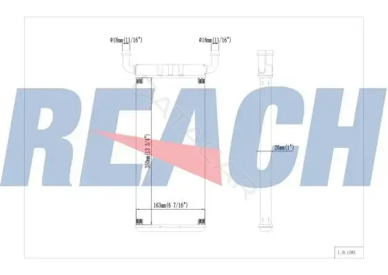 Радиатор печки REACH 1.18.11901